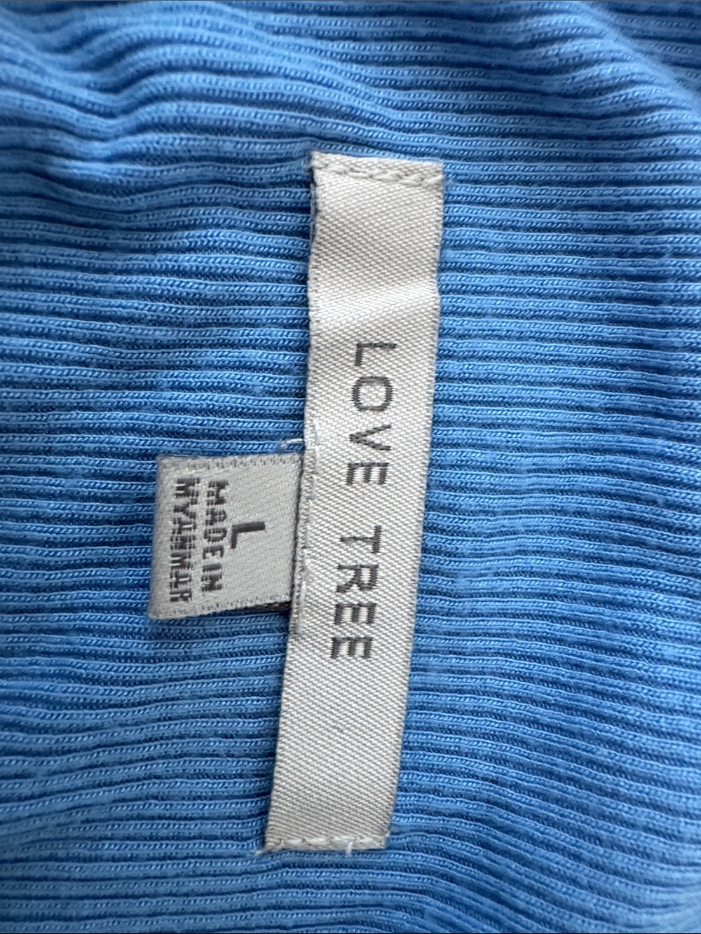 Love Tree Blue Ribbed Scoop Racerback Crop Tank - Picture 3 of 3